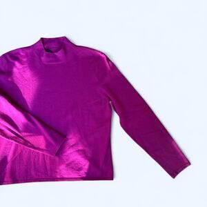 Dana Buchman (discontinued brand) Y2K Era High Neck Wool Blend Long Sleeve